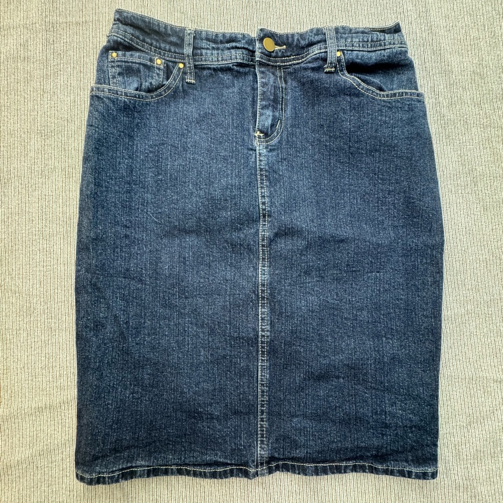 Willi Smith Dark Blue Denim Pencil Skirt